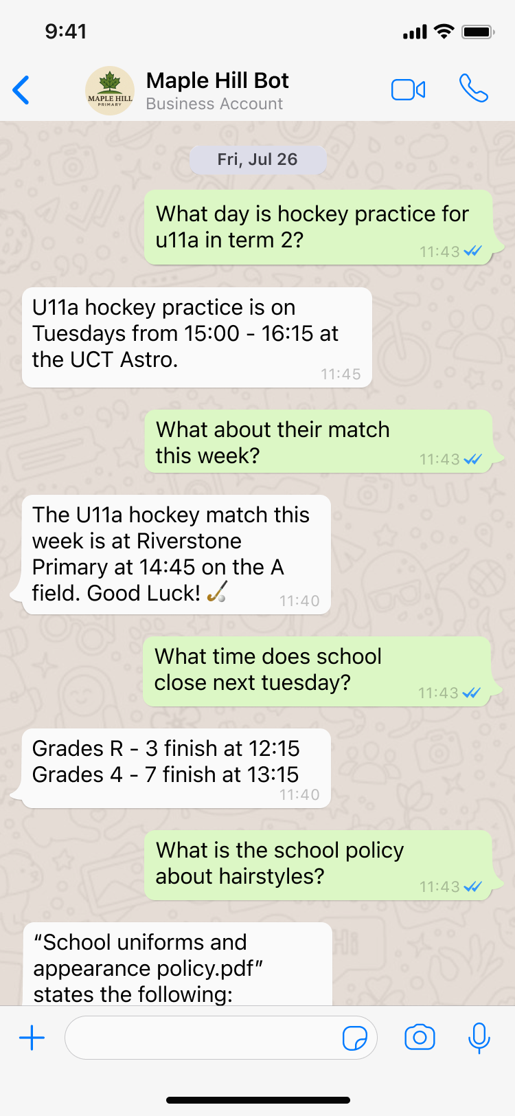 Tube WhatsApp Interface
