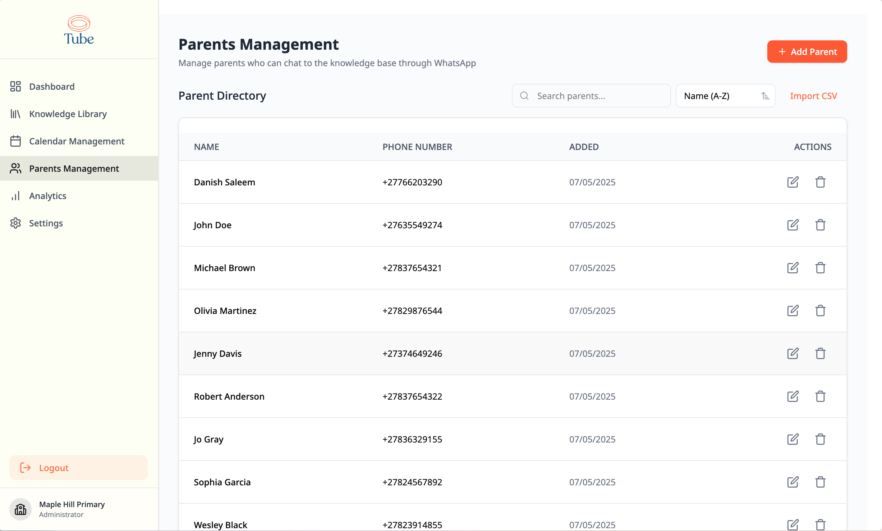 Parent Access Management